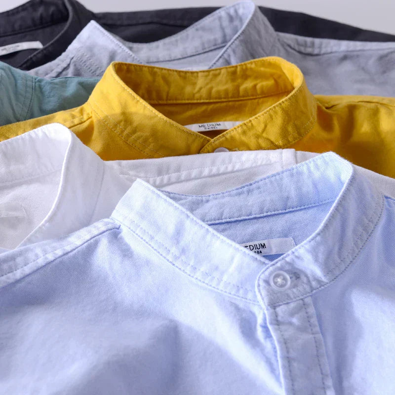 Camisa de hombre con cuello mao y corte recto – BALDURO