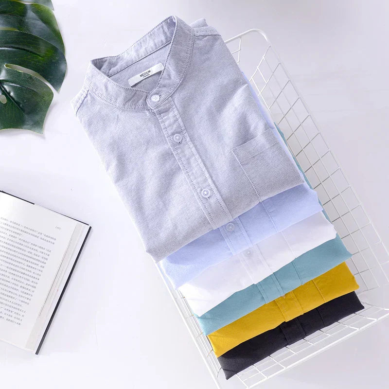 Camisa de hombre con cuello mao y corte recto – BALDURO