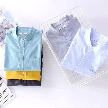 Camisa de hombre con cuello mao y corte recto – BALDURO