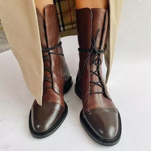 ALMA - Botas de cuero con cordones para mujer