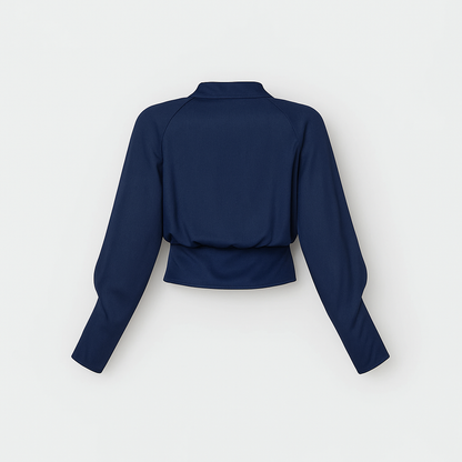 Top cruzado de mujer con escote en V y mangas largas – VIRINNE