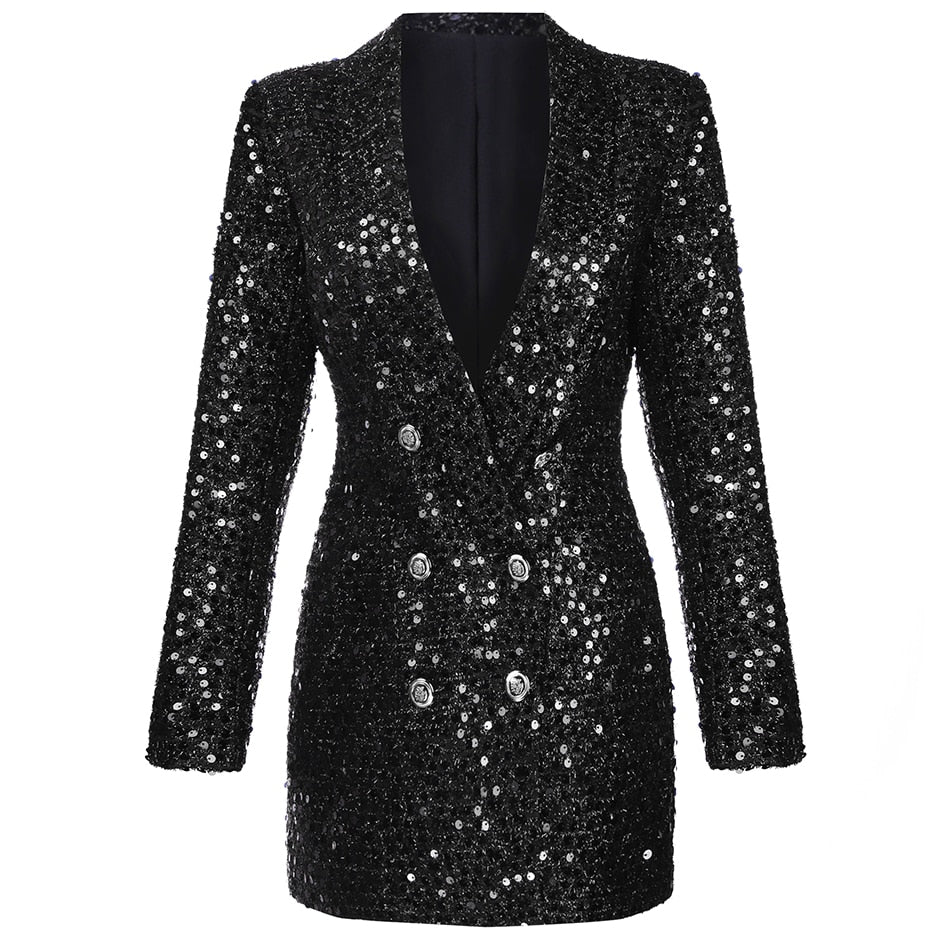 Vestido blazer con brillo elegante y corte moderno – LUMINA