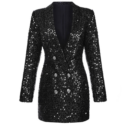 Vestido blazer con brillo elegante y corte moderno – LUMINA