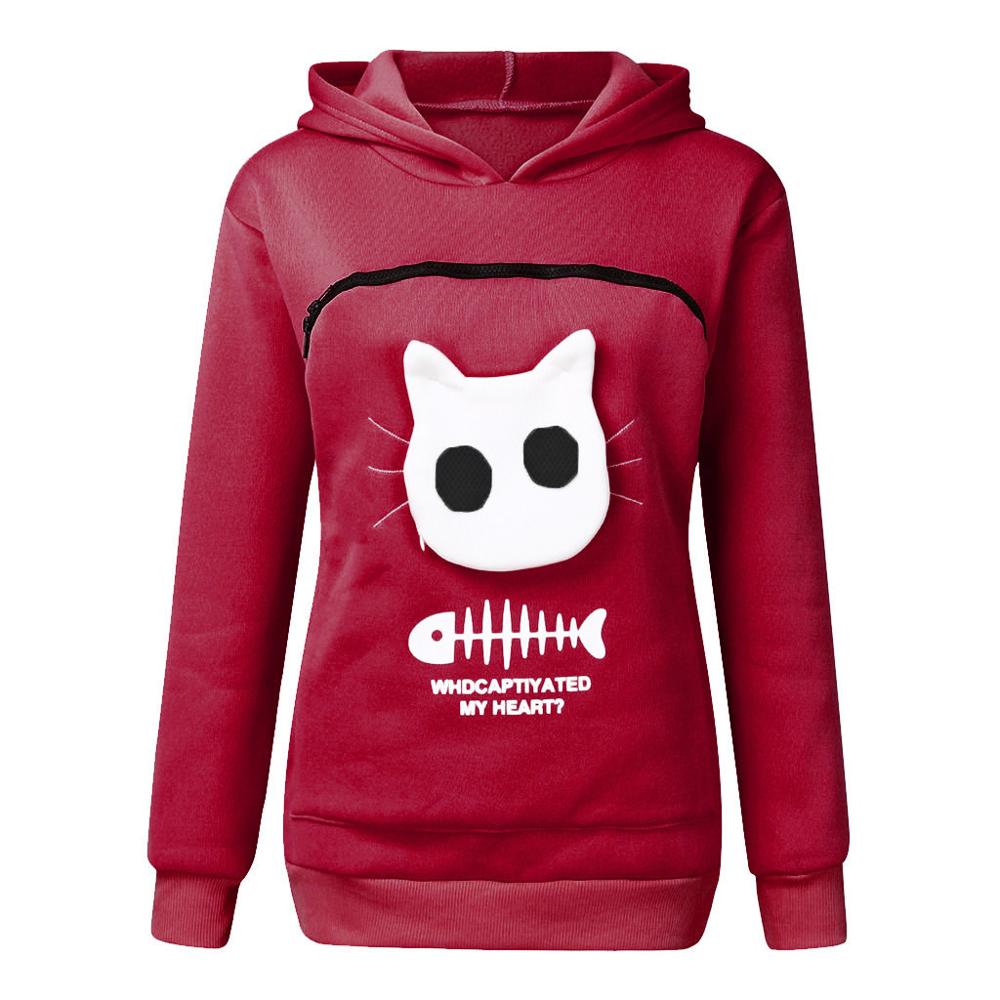 LIV - Sudadera con capucha y bolsillo para llevar mascotas con divertido diseño gráfico para mujer