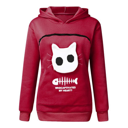 LIV - Sudadera con capucha y bolsillo para llevar mascotas con divertido diseño gráfico para mujer