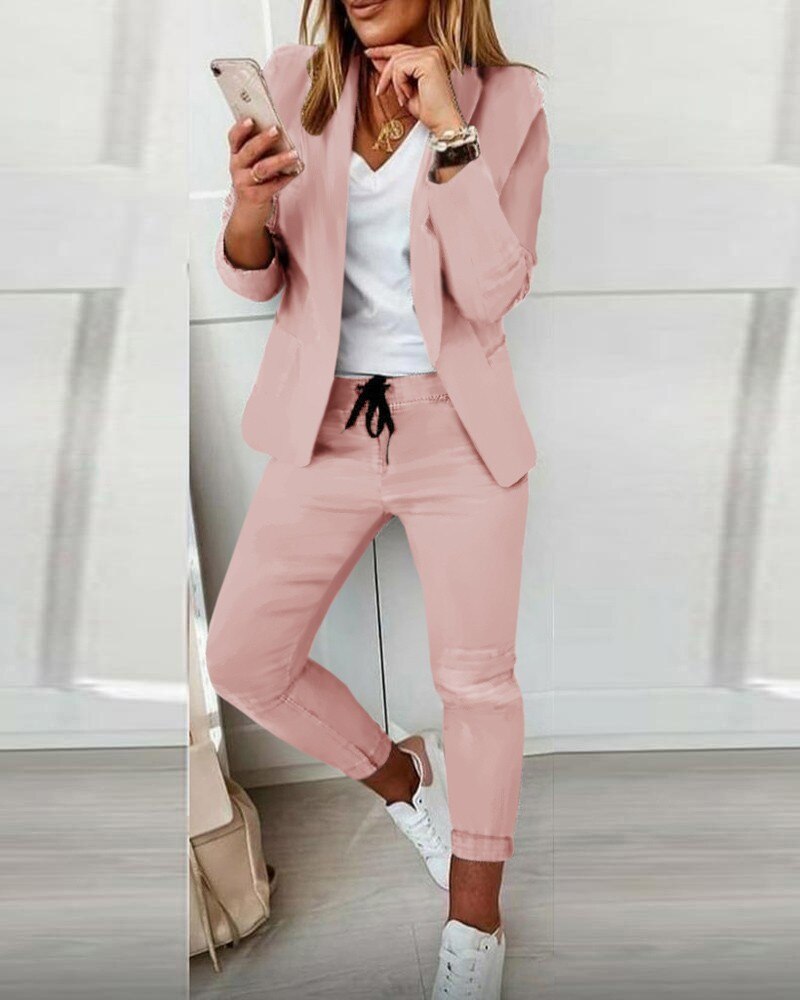 Conjunto casual de blazer y joggers para mujer – ARIANE