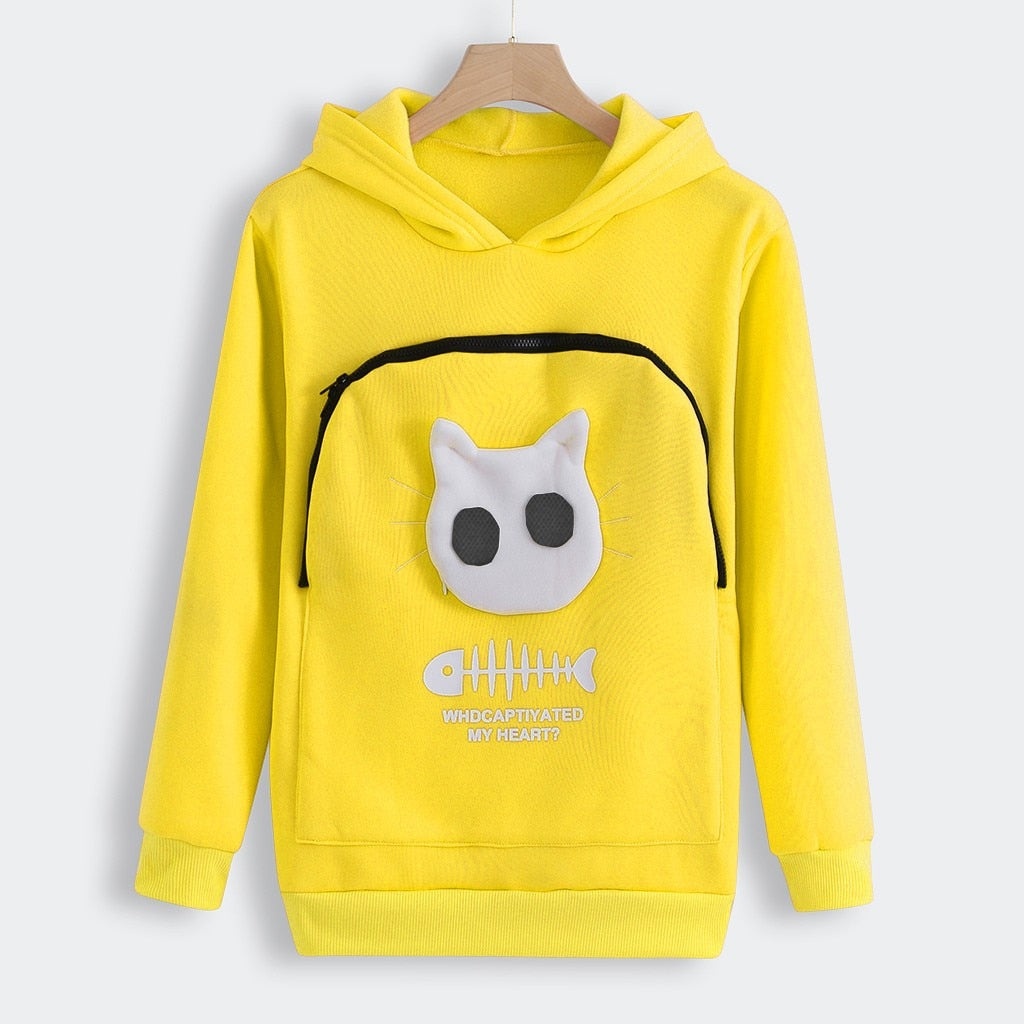 LIV - Sudadera con capucha y bolsillo para llevar mascotas con divertido diseño gráfico para mujer