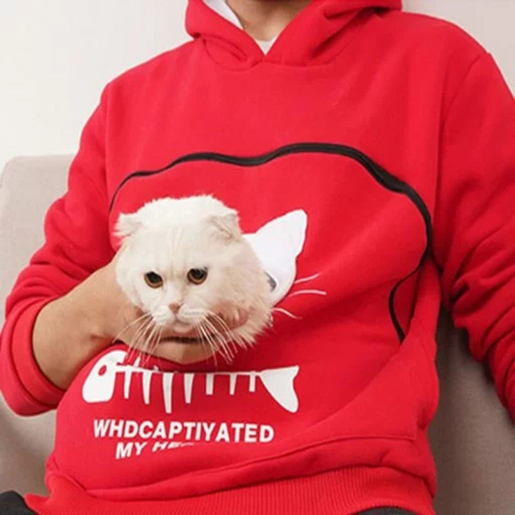 LIV - Sudadera con capucha y bolsillo para llevar mascotas con divertido diseño gráfico para mujer