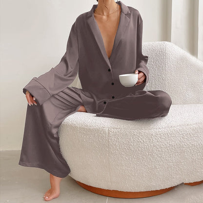 Pijama satinado oversize de dos piezas para mujer – BELLE