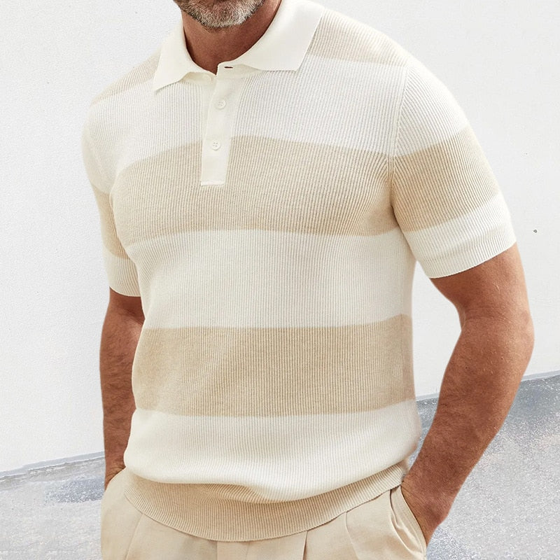 Polo de hombre con textura de canalé y rayas anchas – ENRICO