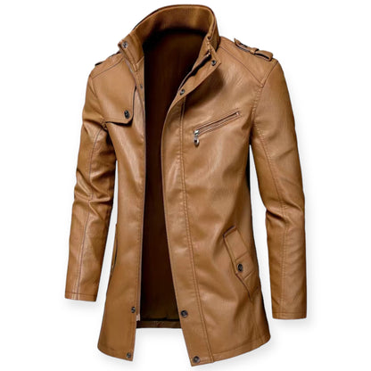 ENRIQUE - Chaqueta de cuero con cremallera para hombre