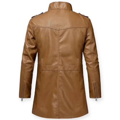 ENRIQUE - Chaqueta de cuero con cremallera para hombre