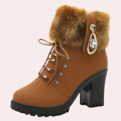 LEILA - Botines con cordones y tacón grueso para mujer