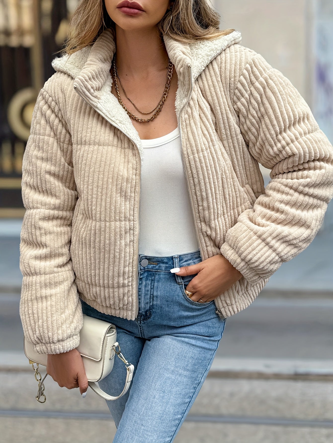 Chaqueta corta de mujer con capucha y libertad de movimiento – CRISSANA