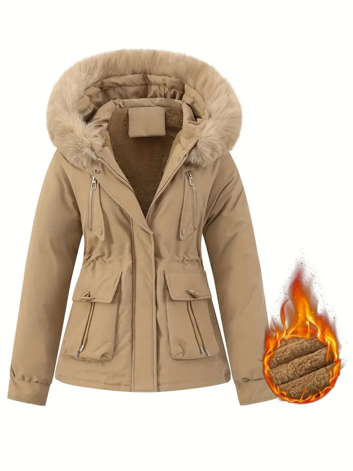 GIORGIA – Chaqueta de invierno casual para mujer con cuello de piel desmontable