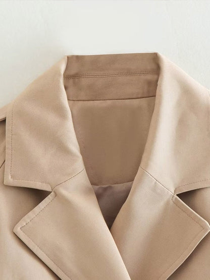 GYRIA – Chaqueta corta beige estilo trench para mujer