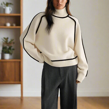 Jersey de punto suelto con cuello alto y estilo acogedor – NÉORA