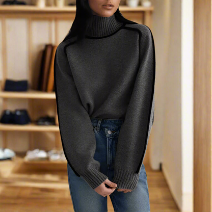 Jersey de punto suelto con cuello alto y estilo acogedor – NÉORA