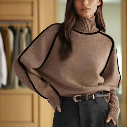 Jersey de punto suelto con cuello alto y estilo acogedor – NÉORA