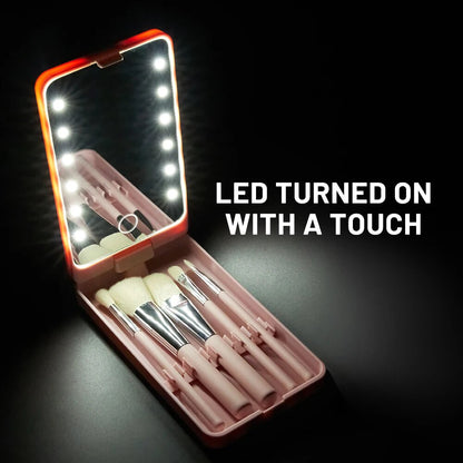 Set de brochas de maquillaje para viaje con estuche elegante – ROSALIE