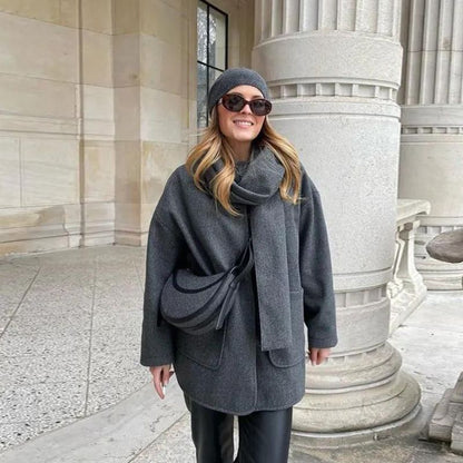 BAY - Cárdigan con botones y bufanda para mujeres