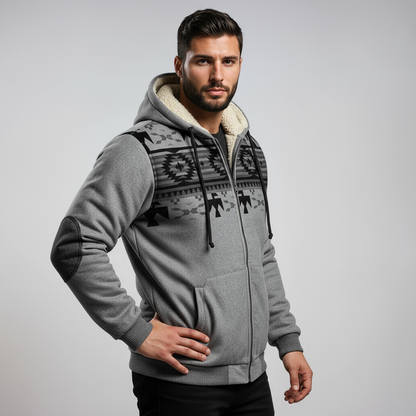 Chaqueta de invierno para hombre con estampado étnico y forro cálido – AZTARO