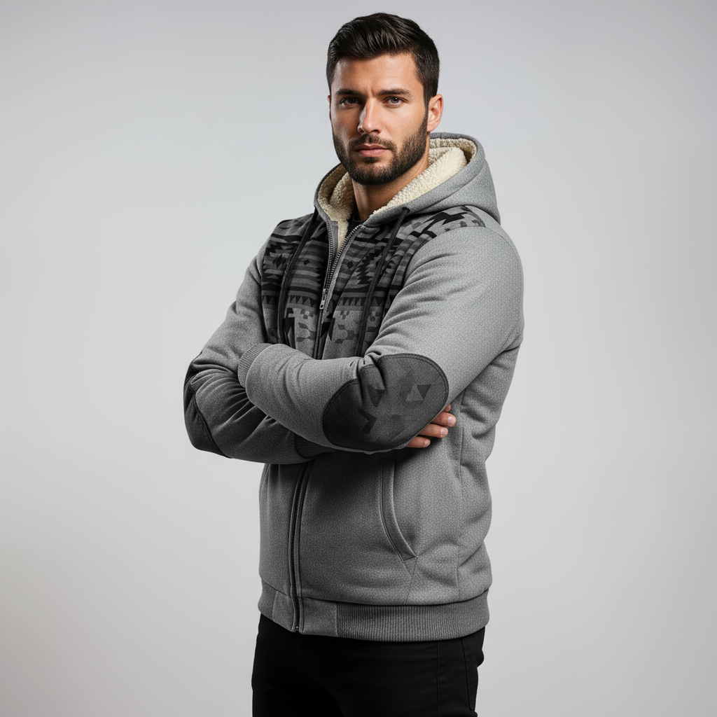 Chaqueta de invierno para hombre con estampado étnico y forro cálido – AZTARO