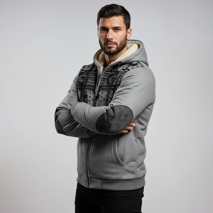 Chaqueta de invierno para hombre con estampado étnico y forro cálido – AZTARO