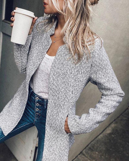 Blazer larga abierta con bolsillos funcionales – LÉONIE