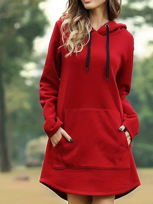 Vestido sudadera casual para mujer con capucha y mangas largas – LAURA