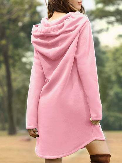 Vestido sudadera casual para mujer con capucha y mangas largas – LAURA