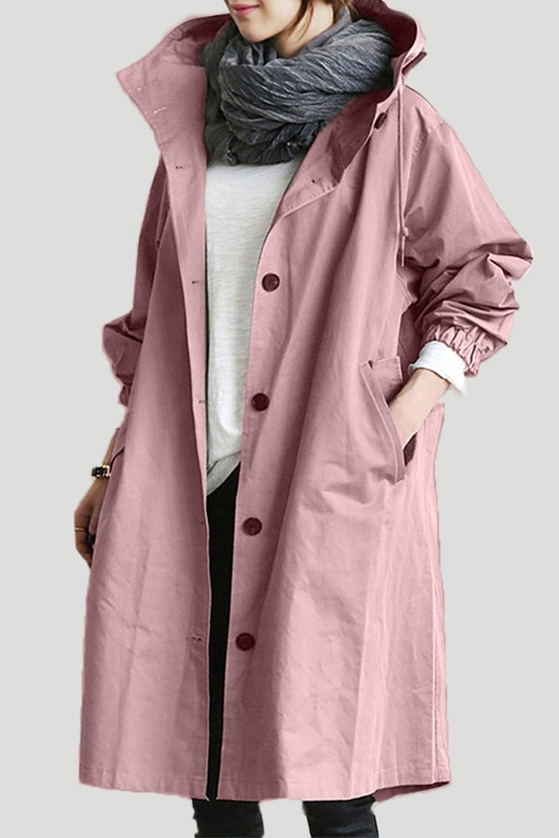 Trench impermeable elegante con capucha para mujer – SOFÍA