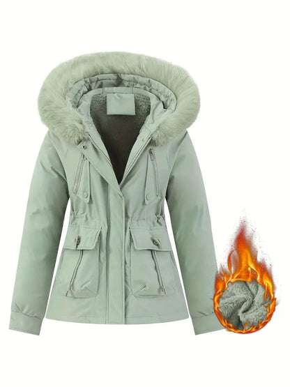 GIORGIA – Chaqueta de invierno casual para mujer con cuello de piel desmontable
