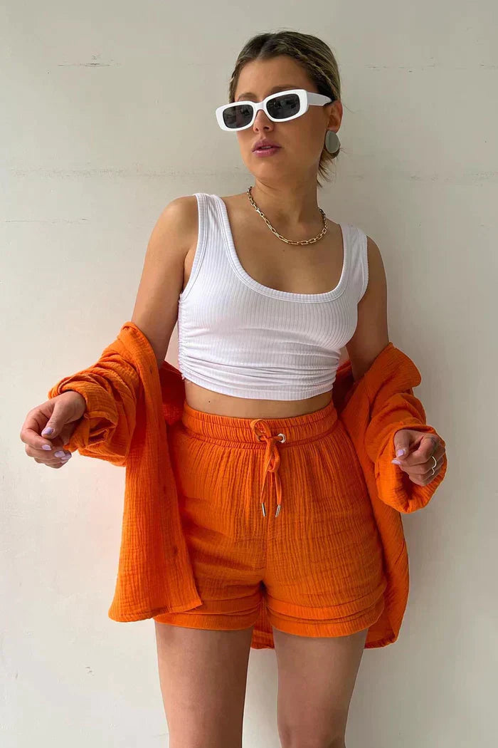 Conjunto casual de dos piezas para mujer con top y pantalón – FÉIA