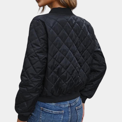 Cazadora bomber de invierno para mujer con cremallera y detalles acolchados – LOREDANA