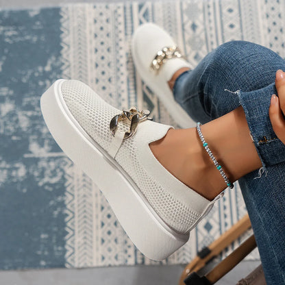 Zapatillas slip-on de mujer con cadena decorativa y suela gruesa – RAPHAËLLE