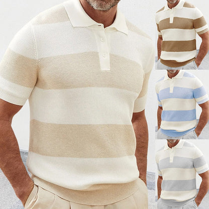 Polo de hombre con textura de canalé y rayas anchas – ENRICO