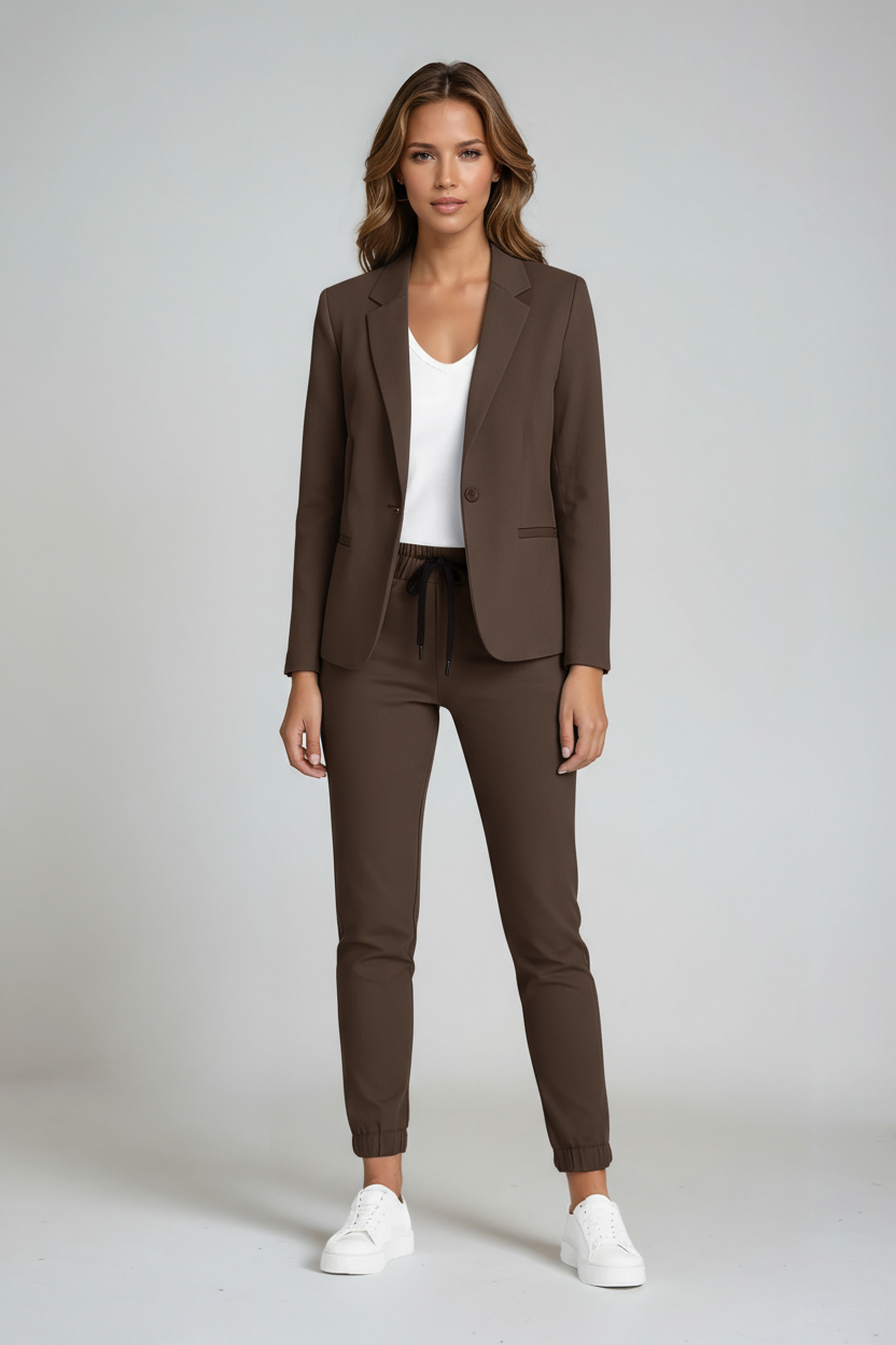 NOORIA – Conjunto de blazer y pantalón slim fit para mujer con estilo estructurado