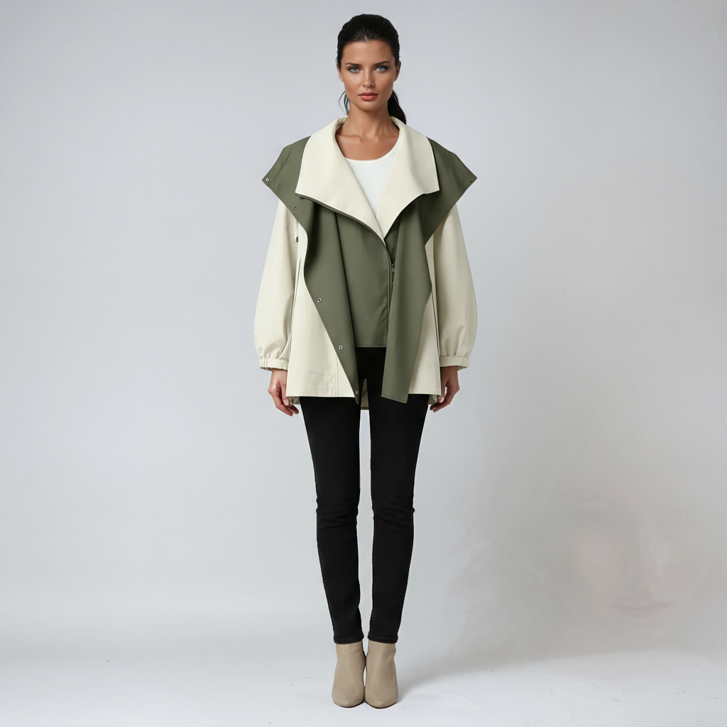 CLARINA – Chubasquero de mujer con cremallera alta y diseño ligero