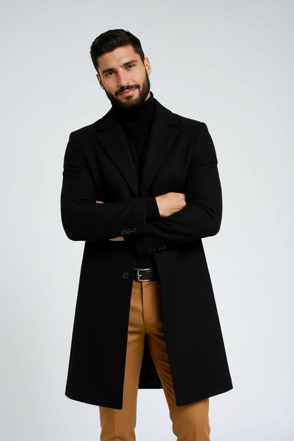 Abrigo largo de invierno para hombre con cierre de botones – VALDEN