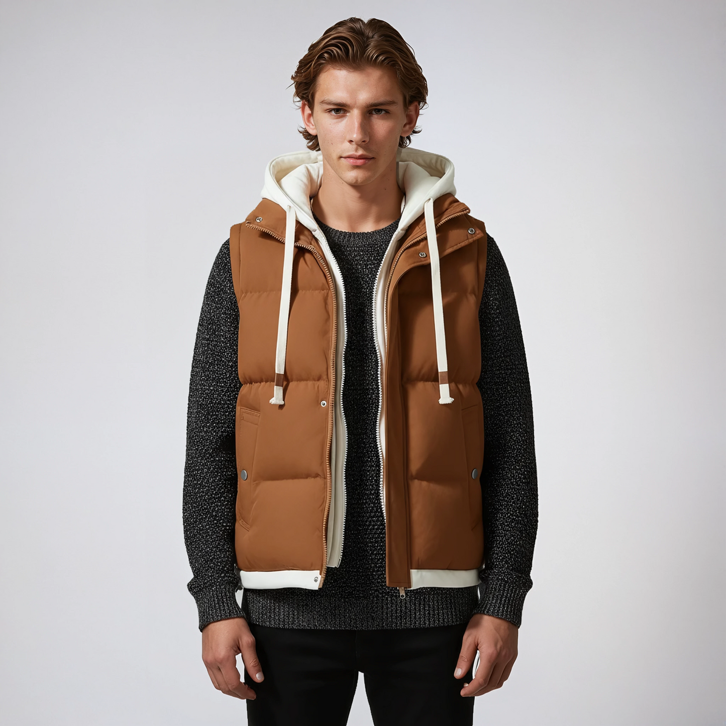 LIAVEN – Chaleco acolchado tipo puffer para hombre con capucha