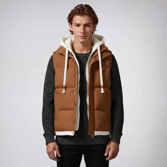 LIAVEN – Chaleco acolchado tipo puffer para hombre con capucha