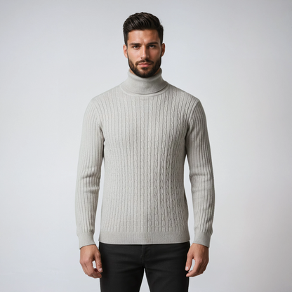 Jersey de hombre de punto acanalado con cuello alto – NESTOR