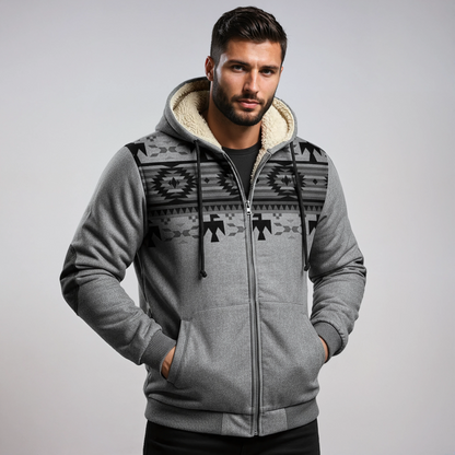 Chaqueta de invierno para hombre con estampado étnico y forro cálido – AZTARO