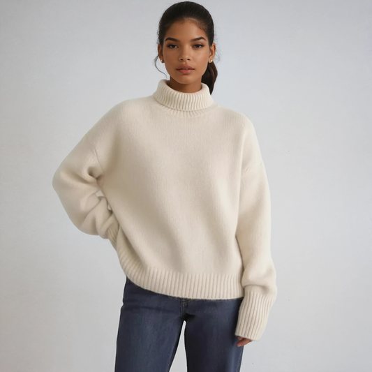 Jersey de mujer de punto con cuello vuelto y manga larga – SERINA