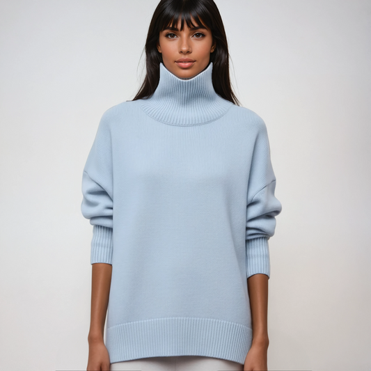CAMELIA – Jersey de cuello alto oversize para mujer con estilo relajado