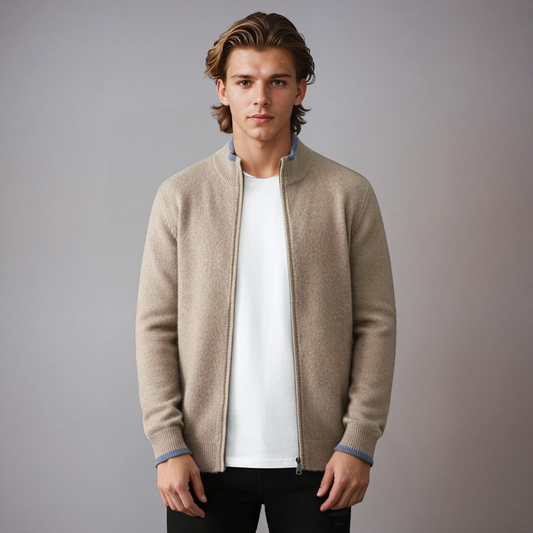 RIKVAR – Chaqueta de punto con cremallera para hombre y estilo casual