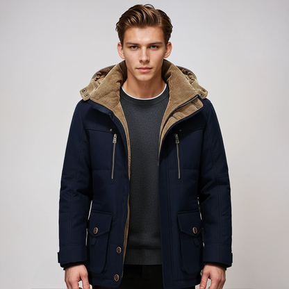 Chaqueta de invierno para hombre con forro cálido y capucha – JACKOR