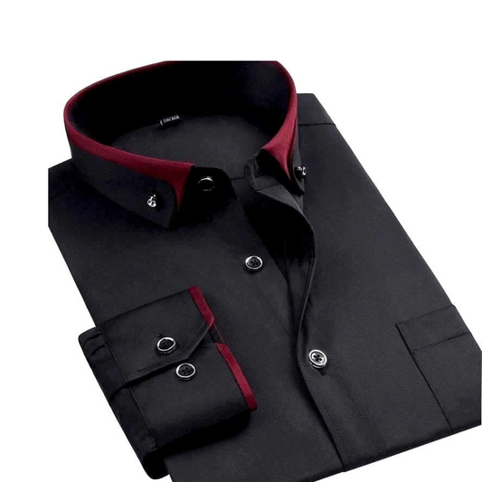 Camisa de hombre con detalles de cuello en contraste – CONVARDO