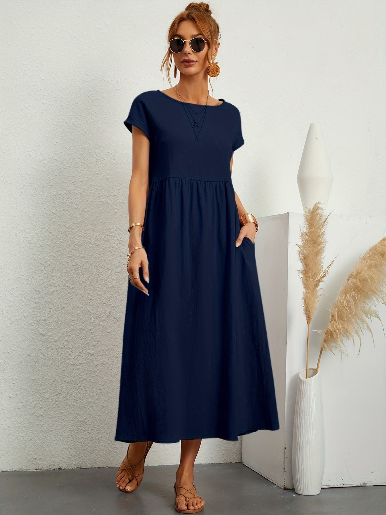 Vestido de lino elegante para mujer con corte relajado – GRETA